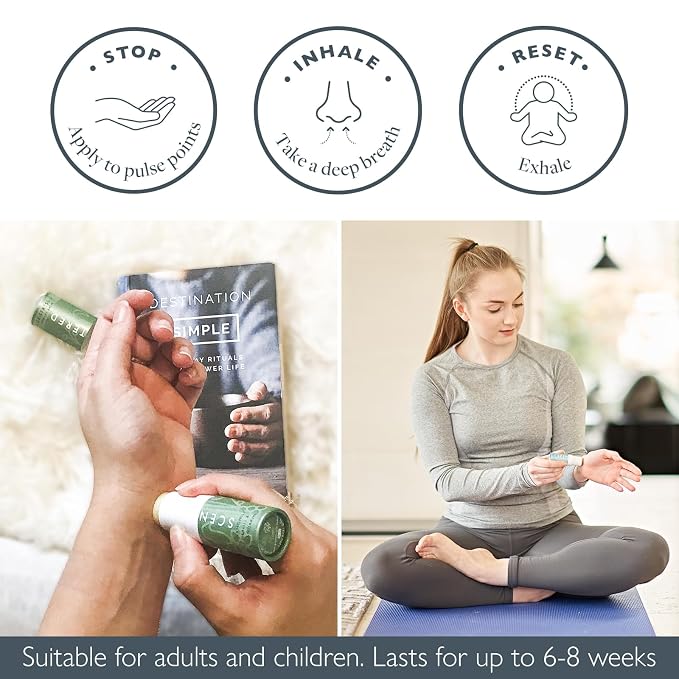 Scentered Aromatherapy Balm Sticks for Stress-Relief & Meditation - Roll On Essential Oil Blends of Frankincense, Oud, Chamomile - Aromatherapy Gifts for Women - De-Stress & Escape