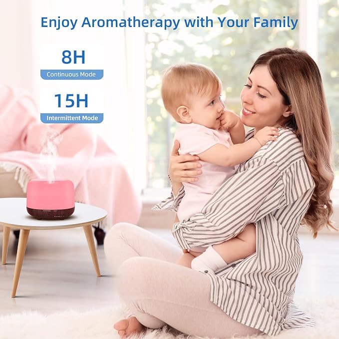 SPLITSKY Essential Oil Diffuser, 300ML Small Room Aromatherapy Diffuser with Remote Control, Quiet Operation, 7-Color LED Light, 4 Timer, Auto-Off, Easy to Clean for Bedroom, Living Room, Office