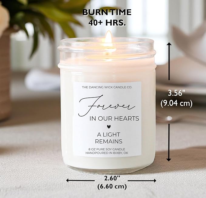 – Forever in Our Hearts Memorial Candle – Lavender Vanilla Soy Wax – Sympathy, Memorial, Remembrance Gift – 8 oz, Hand-Poured – Made in the USA (Forever in Our Hearts)