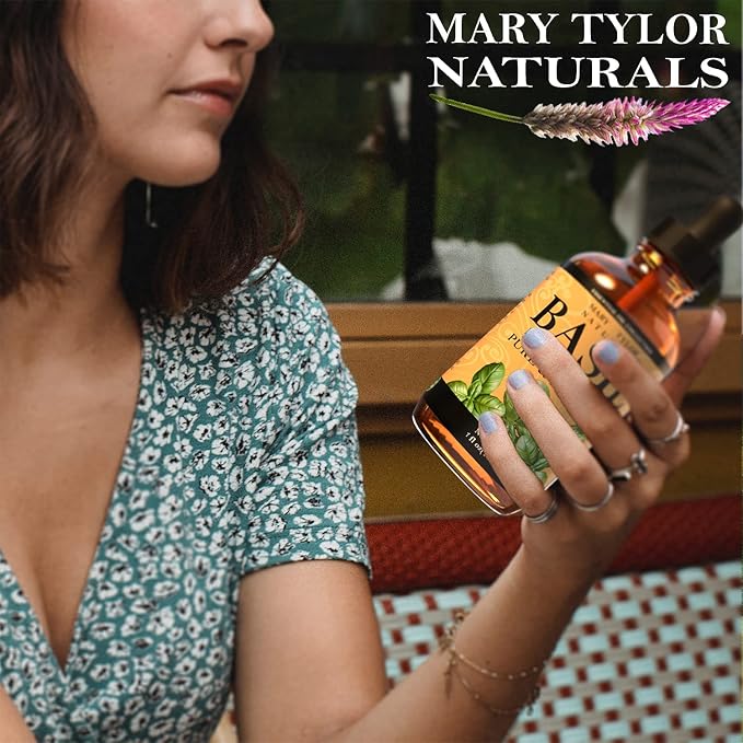Basil Essential Oil (1 oz), Premium Therapeutic Grade, 100% Pure and Natural, Perfect for Aromatherapy, DIY Projects and Much More by Mary Tylor Naturals