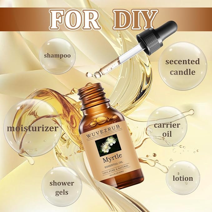 Myrtle Essential Oils 60ML, Pure Myrtle Essential Oil for Aromatherapy Diffuser - 2 Fl Oz