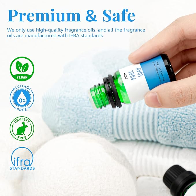 MitFlor Fragrance Oil Set of 6 Premium Essential Oils—Clean Collection | IFRA Certified, for diffusers, soap candle making