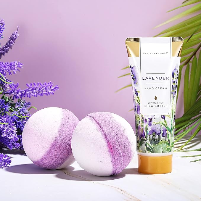 Spa Luxetique Spa Gift Baskets for Women 12 Pcs Lavender Spa Set with Body Lotions, Lavender Massage Oil, Birthday Christmas Gifts for Her