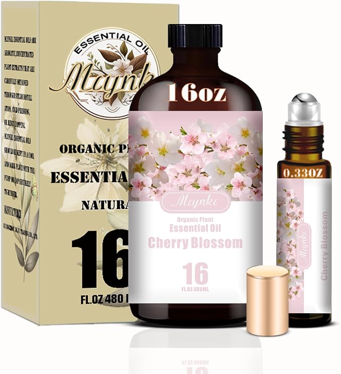 Cherry Blossom Essential Oil, Cherry Blossom Oil for Diffuser, Humidifier, DIY Candle, Soap, Floral Scent, Home, Gift Ready,Cherry Blossom Fragrance Oil - MLYNKL Essential Oils (16.33 fl oz / 490ml)