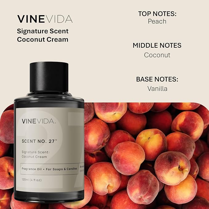VINEVIDA [4oz] Coconut Cream Fragrance Oil for Candle Making and Soap Making - Premium Candle Scents for Soy Candles
