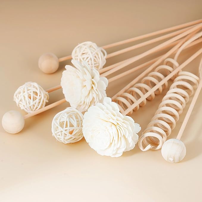 Reed Diffuser Stick,WUTAOBON 10Pcs 10Inch Natural Rattan Flower Reed Fragrance Diffuser Set, Fragrance Diffuser Replacement Rattan Sticks Home Decor (Primary Color)