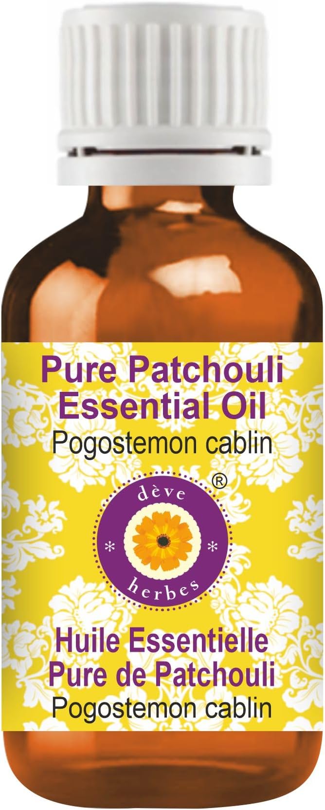 Deve Herbes Pure Patchouli Essential Oil (Pogostemon cablin) Steam Distilled 50ml (1.69 oz)
