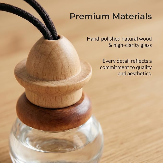Car Air Freshener 2 Pack, Refillable Empty Glass Bottle Hanging Diffuser for Essential Oils, Car Fresheners DIY Scent, Car Accessories for Women & Men, Cute Aromatherapy Pendant Decor-A2