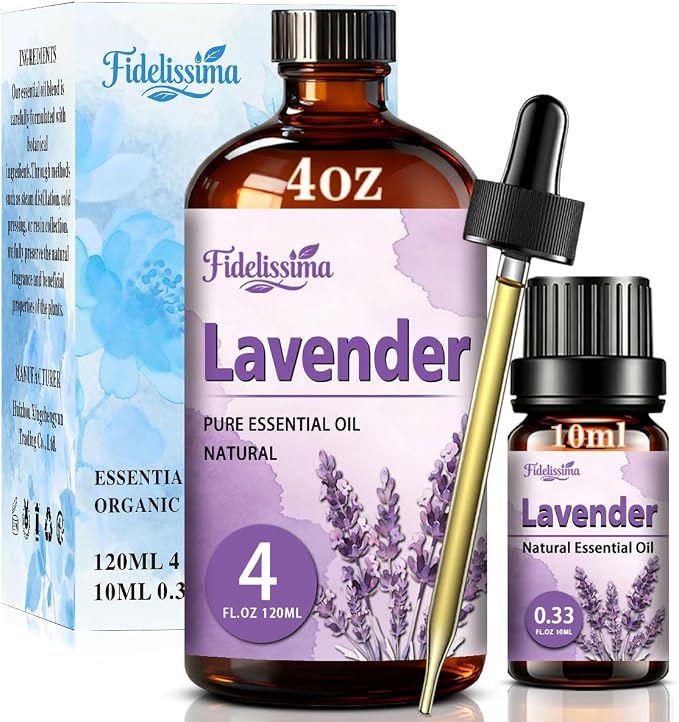 Fidelissima Natural Essential Oil Set,5 Scents Gift Kit–Lavender,Cherry Blossom,Rose,Cedarwood,Lotus,Fragrance Oil for Diffuser,Candle Soap Making,Personal Care with Glass Dropper