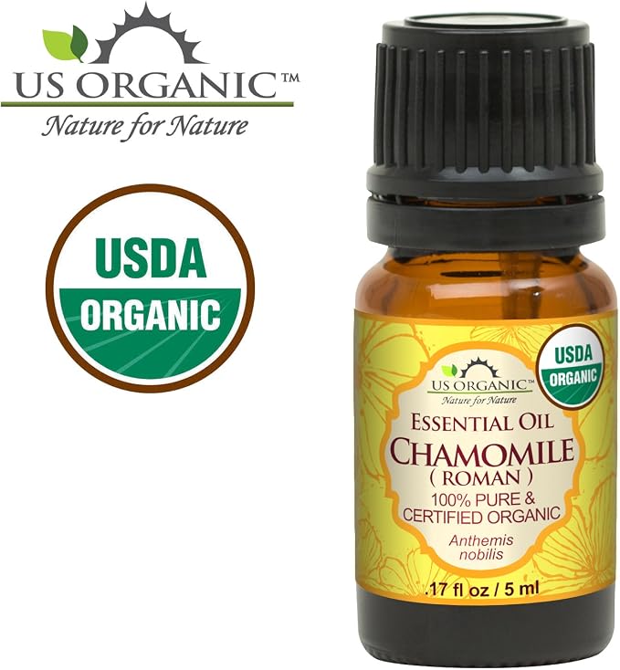 US Organic 100% Pure Chamomile (Roman) Essential Oil - USDA Certified Organic, Steam Distilled - W/Euro Dropper (More Size Variations Available) (5 ml / 1/6 fl oz)