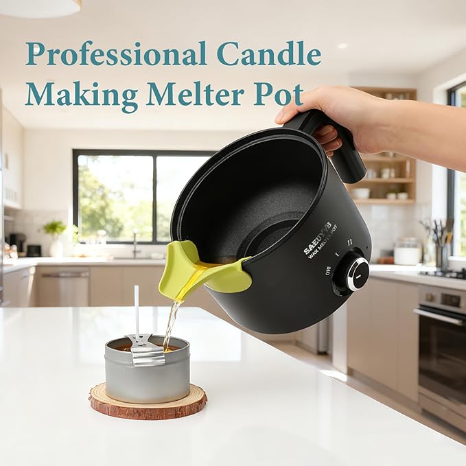 SAEUYVB Candle Making Kit with Wax Melting Pot,Wax Melter for Candle Making with Thermometer, Spoon-Complete Candle Making Supplies for DIY Gifts