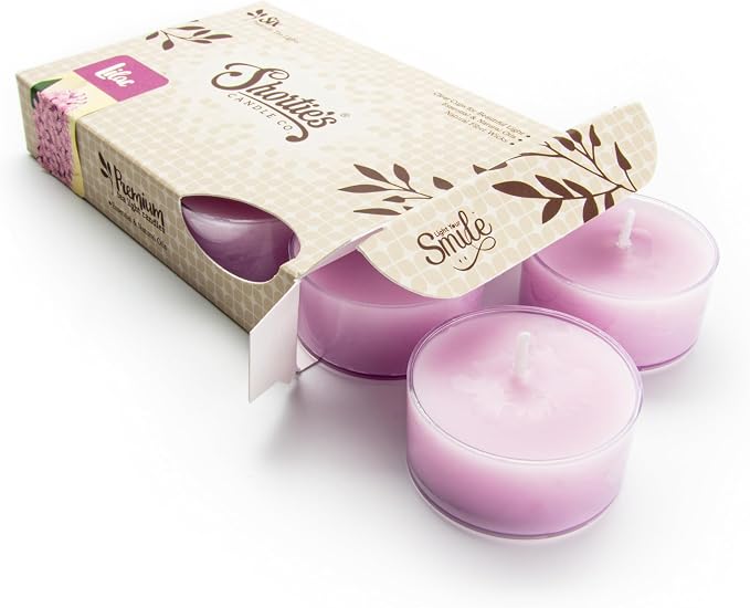Pure Lilac Premium Tealight Candles - Highly Scented with Essential & Natural Oils - 6 Purple Tea Lights - Beautiful Candlelight - Made in the USA - Flower & Floral Collection