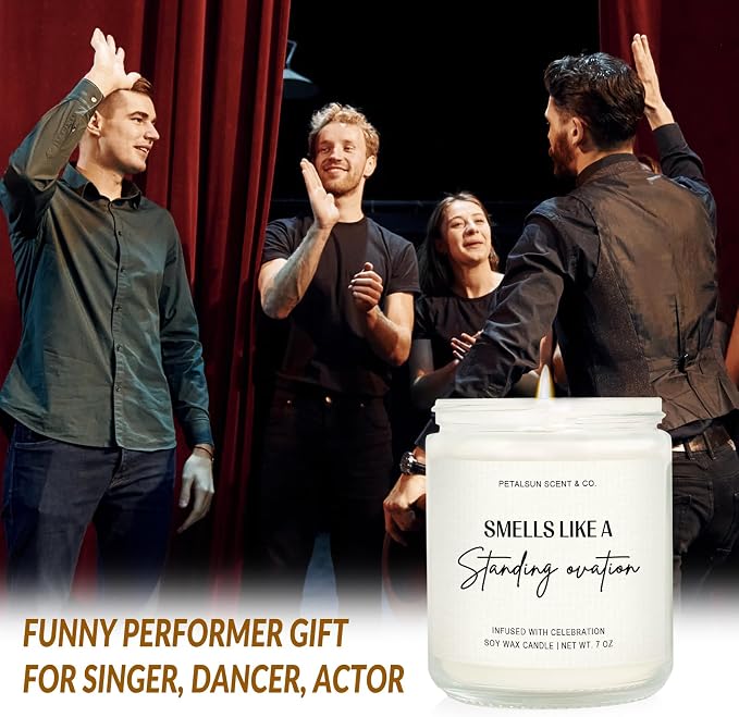 Petalsun Standing Ovation Candle, Funny Theater Gifts, Gifts for Music & Broadway Lovers, Actors, Singers, Dancers, Theater Students, Graduates- Congrats, Graduation, Birthday, Christmas (7oz)