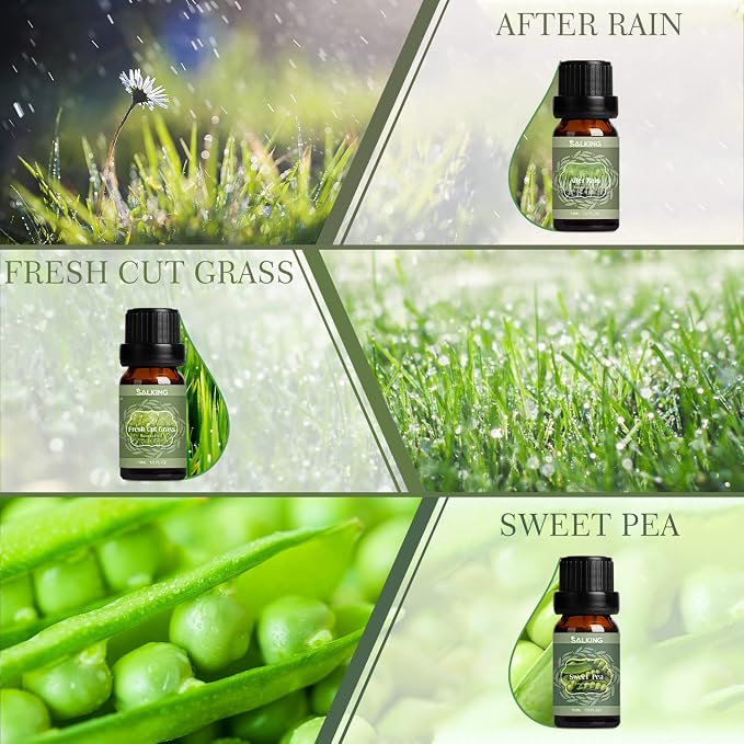 SALKING Spring Fragrance Oils Set, Premium Essential Oils Gift Set for Diffuser, Scented Oil for Soap & Candle Making - After Rain, Fresh Cut Grass, Sweet Pea, Rose Geranium, Cherry Blossom, Gardenia