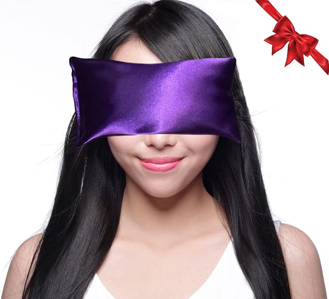 Lavender Eye Pillow - Hot Cold Weighted Eye Pillows for Relaxation, Sleep, Stress, Migraine Relief, Yoga - Aromatherapy Gifts for Women, Birthday, Teachers, Made in USA by Happy Wraps - Amethyst