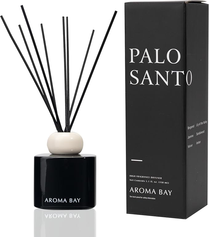 5.1 fl oz Luxury Palo Santo Reed Diffuser Set, Long-Lasting Home Fragrance, Room Fresheners for Bedroom Bathroom Home Décor(150ml)