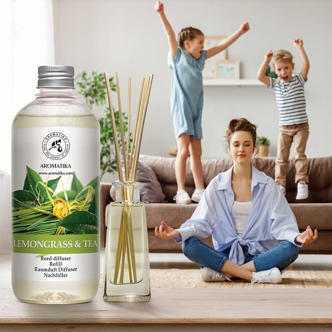 Reed Diffuser Refill Lemongrass - Tea 17.0 Fl Oz - Scented Diffuser - Room Diffuser Refill with Scent - Room Freshener - Home Fragrance - Scented Diffusers - Home Fragrance