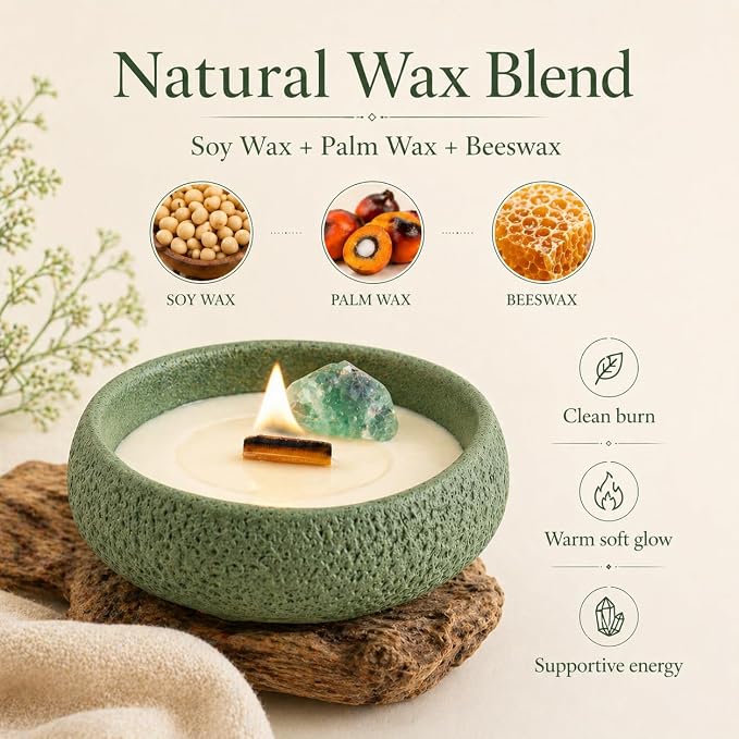 DEEP FLOW Emotional Healing Candle, Green Fluorite・Heart Chakra Harmony Candle (Love Flow)