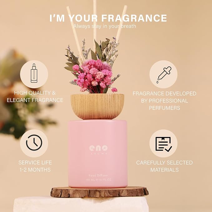 Reed Diffuser Set with Dried Flowers, 5.1 fl oz / 150ml, Watermelon Soda - Home Fragrance Diffuser with Sticks for Bathroom Shelf Decor, Bedroom, Office & Gift