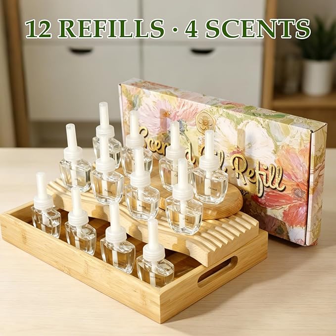 Plug In Air Freshener Refills - Citronella Lemongrass Fragrance, 12 Count Aromatherapy Oil Diffuser for Home, Bathroom and Outdoors - Compatible with Air Wick, Compatible with Glade