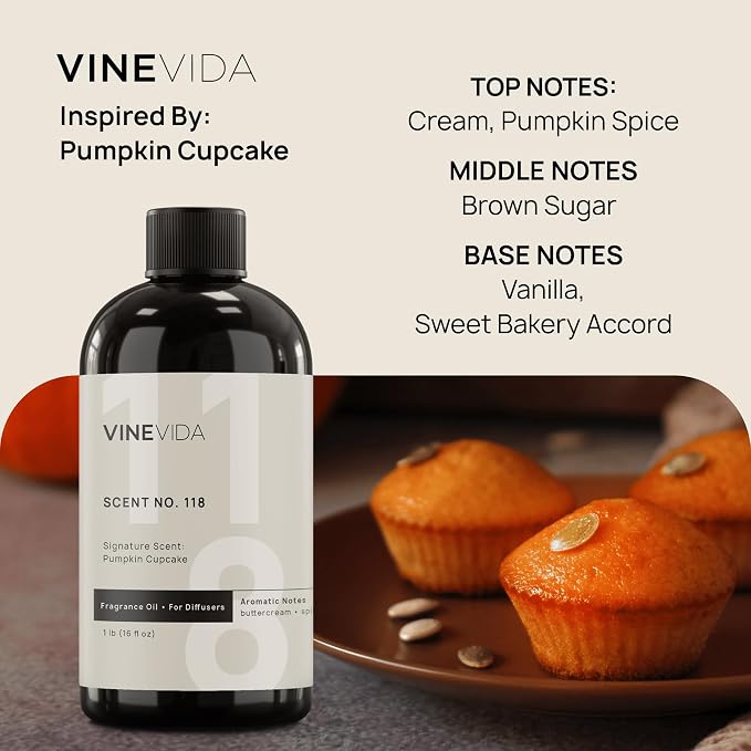 VINEVIDA [16 Oz] Inspired by: Pumpkin Cupcake; Diffuser Oil Refill | Premium Scent Diffuser Oil for Home | Non-Toxic Fragrance