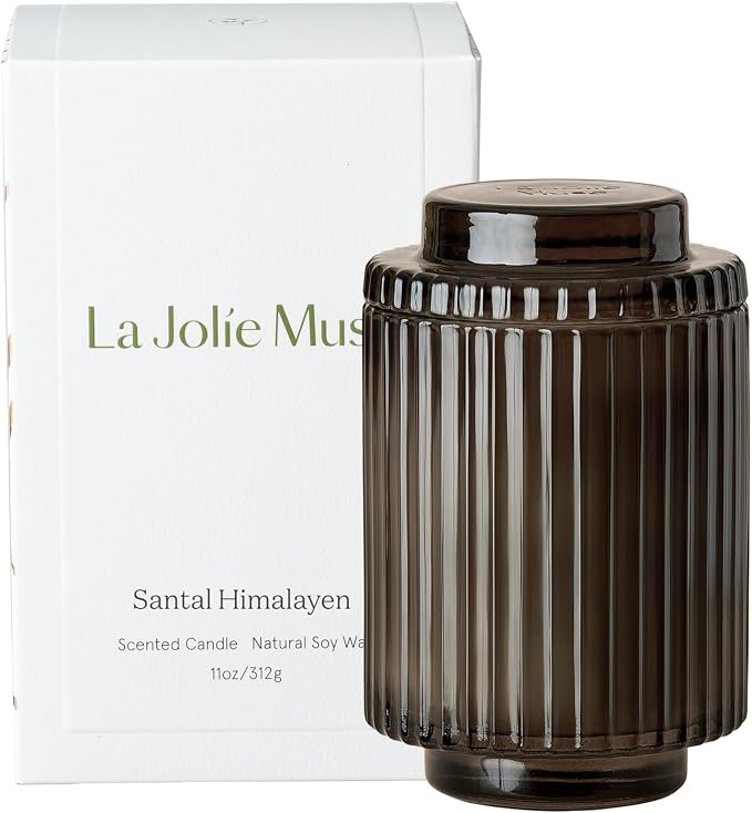 LA JOLIE MUSE Santal Himalayen Candle, Amber Scented Candles Gifts for Women, Natural Soy Candle, Candles for Home Scented, Luxury Glass Jar Candles for Home Decor, 60 Hours Long Burning, 11 Oz