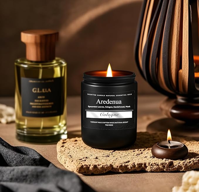 Cologne Men Candles | Fathers Day Candle Gift for Dad - Aromatherapy Scented Candles for Men - 7oz Natural Soy Wax Candles, Birthday Day Gift for Dad or Husband - Idears Gifts from Daughter Son & Wife