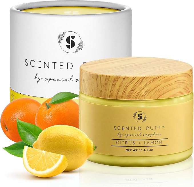 Special Supplies Scented Therapy Putty Dough - Infused with Pure Essential Oils for Aromatherapy and Meditation- Relaxation Gifts for Kids and Adults - Non-Stick (Citrus + Lemon (4.5 oz))