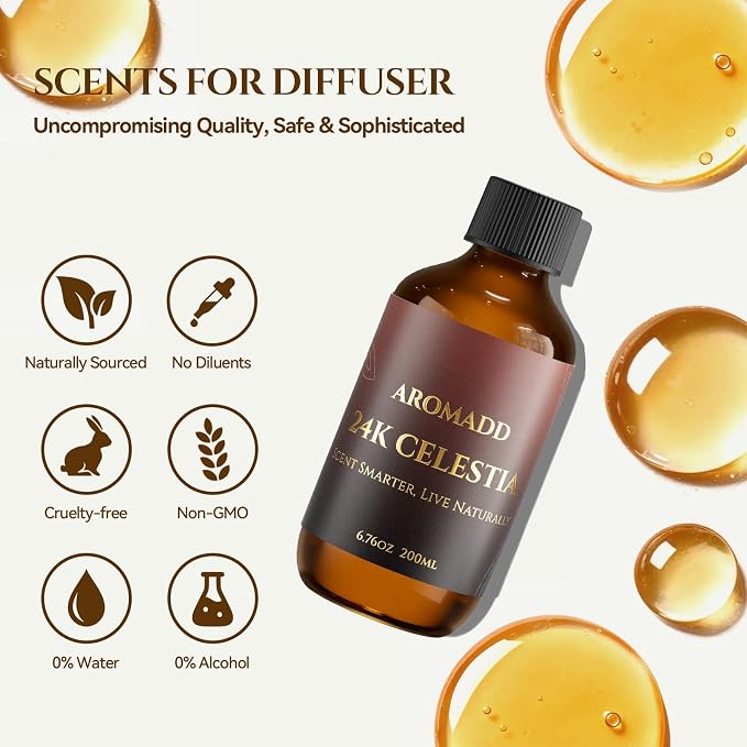 AROMADD AROMADD 24K Celestia Hotel Diffuser Oil Inspired by Luxury Hotel Collection Scent, Premium Fragrance Oil for Waterless, Cold Air & HVAC Diffusers, Long-Lasting Home Scent, 6.76 fl oz (200 mL)
