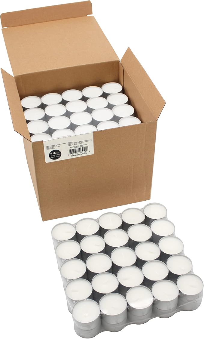 Stonebriar Unscented Long Burning White Tealight Candles, Bulk Pack, 6-7 Hour Burn Time, Smokeless Tealights for Parties, Weddings, Home, 200 Count