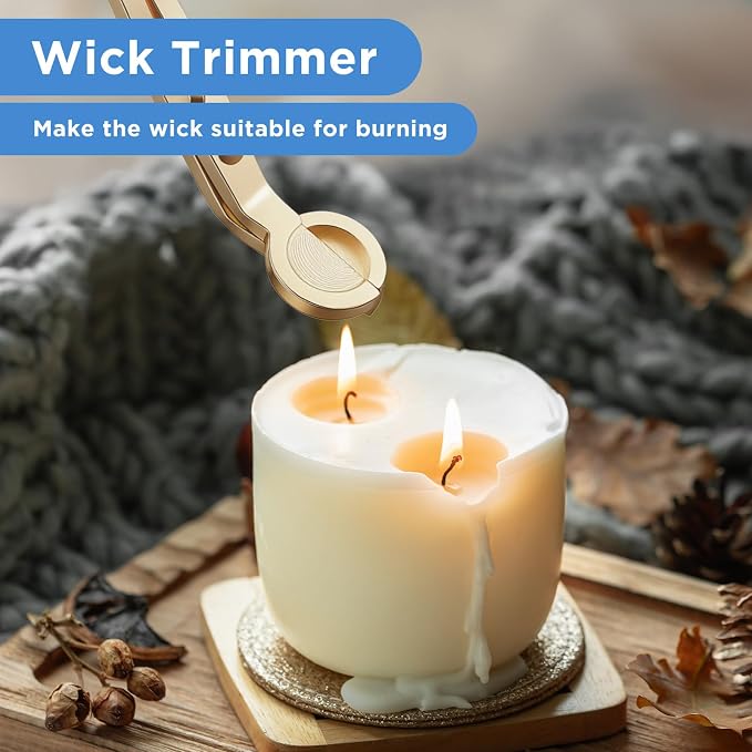 JIEYAO 10PCS Gold Stainless Steel Candle Wick Trimmers, 7 Inch Wick Cutters Candle Scissors for Cleaner Burn Prevents Soot Buildup