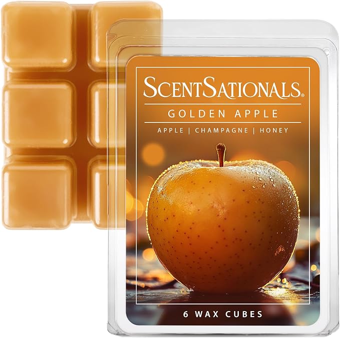 ScentSationals Golden Apple Scented Wax Melts - Apples, Champagne, & Honey, 10oz (24 Cubes)