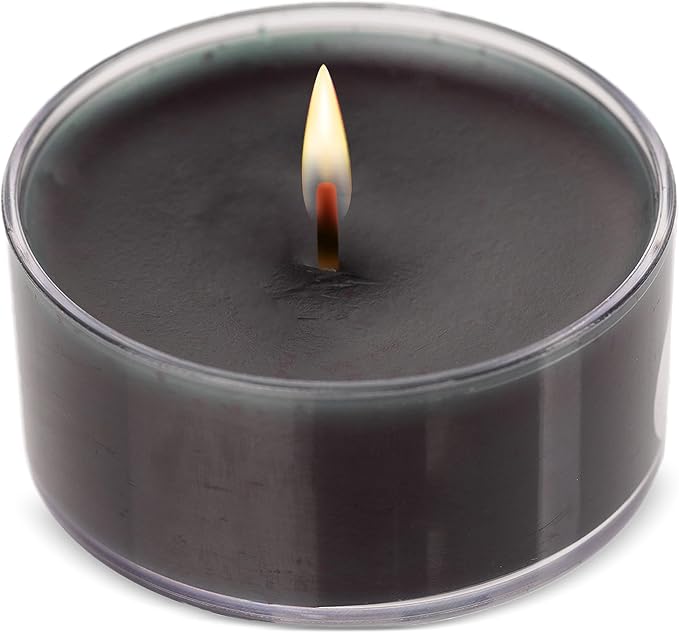 HYOOLA Scented Tealight Candles - Clear Cup - Black Tealight Candles Scented - 6 Hour Burn Time - 15 Pack - European Made