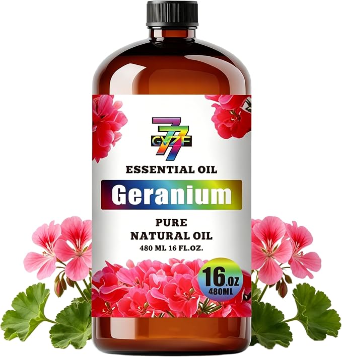 Geranium Essential Oil, Geranium Oils, for Diffuser, Skin, Humidifier, DIY Candles, Soap, Yoga, Massage, Gift, Essential Oil, GV77ZF Geranium Fragrance Oil - 16 fl oz (480 ml)
