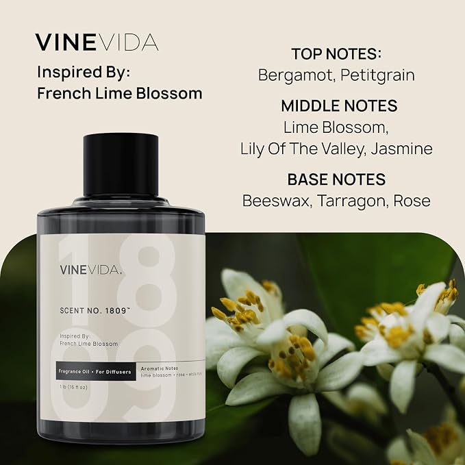 VINEVIDA [16 Oz] Inspired by: French Lime Blossom; Diffuser Oil Refill | Premium Scent Diffuser Oil for Home | Non-Toxic Fragrance