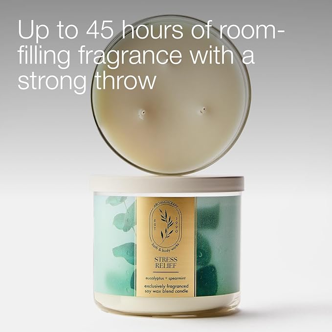 Bath & Body Works Eucalyptus Spearmint 3-Wick Candle - Scented Candle for At-Home Use - Long-Lasting, Room-Filling Fragrance - High Fragrance Oil Concentration - Soy Wax Blend - 2-Pack
