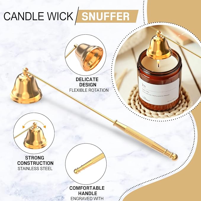 5 in 1 Candle Accessory Set,Candle Wick Trimmer Cutter,Candle Wick Dipper,Candle Wick Snuffer,Rechargeable Candle Lighter,Tweezers,Stainless Steel Candle Care Kit Home Gift for Aromatherapy