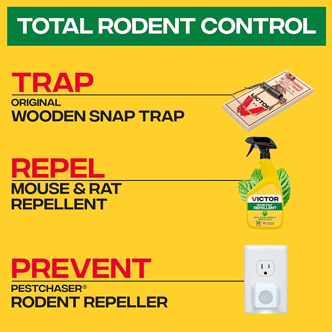 Victor Scent-Away Mouse Repellent Pouches - 10-Pack, Natural Rodent Deterrent for Indoor Outdoor Pest Control, Peppermint Oil Granules, Mice and Rat Protection for Home, Garage, Vehicle, M805B-2SR