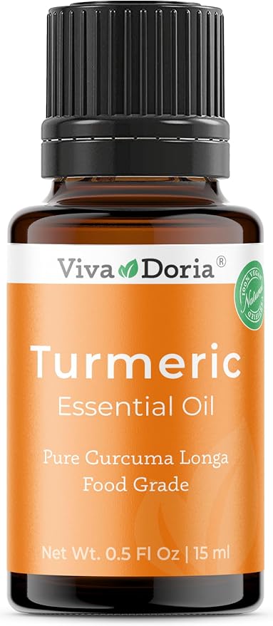 Viva Doria Turmeric Essential Oil, 100% Pure, Natural Turmeric Essential Oil, Undiluted, for Aromatherapy | Food Grade, 15 mL (0.5 Fluid Ounce)