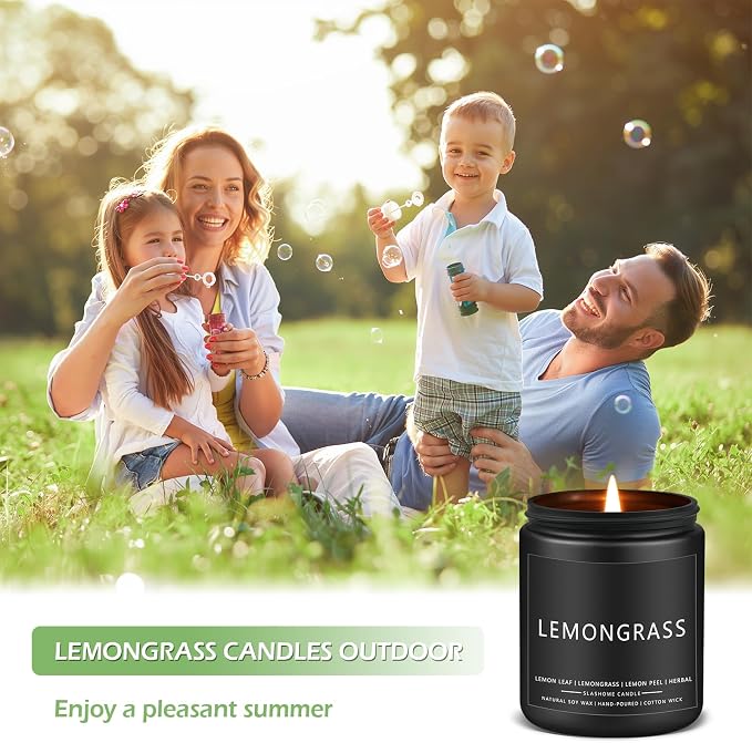 Citronella Candles Outdoor, Scented Candles Soy Jar Candle for Outdoor Patio Indoor Home Scented - Citronella/Lemon Eucalyptus/Lemongrass/Sage & Citrus, Gifts for Father Dad & Men (7oz - 4 Pack)
