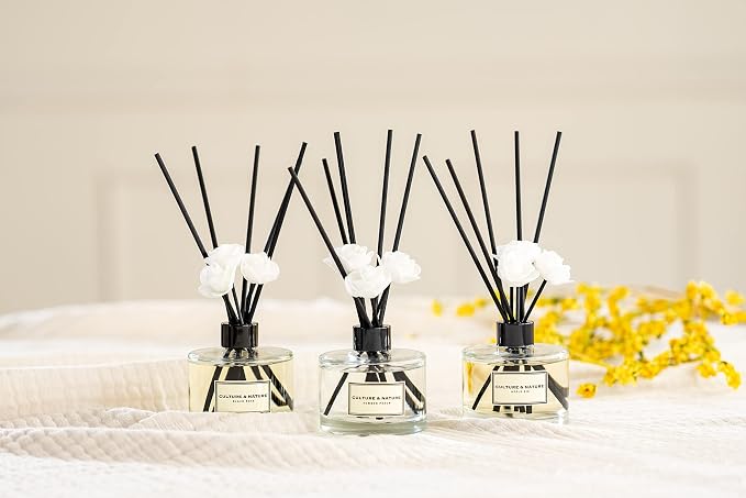 CULTURE & NATURE Reed Diffuser Set 6.7oz (200ml) Orange Blossom Scented Diffuser with Sticks Home Fragrance Reed Diffuser for Bathroom Shelf Decor