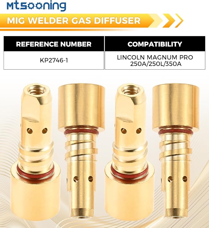 4-Pack KP2746-1 Thread-On Gas Diffuser Compatible with Lincoln Magnum PRO 200L 250L 300L MIG Welding Guns, 200A/250A/350A Replacement Parts