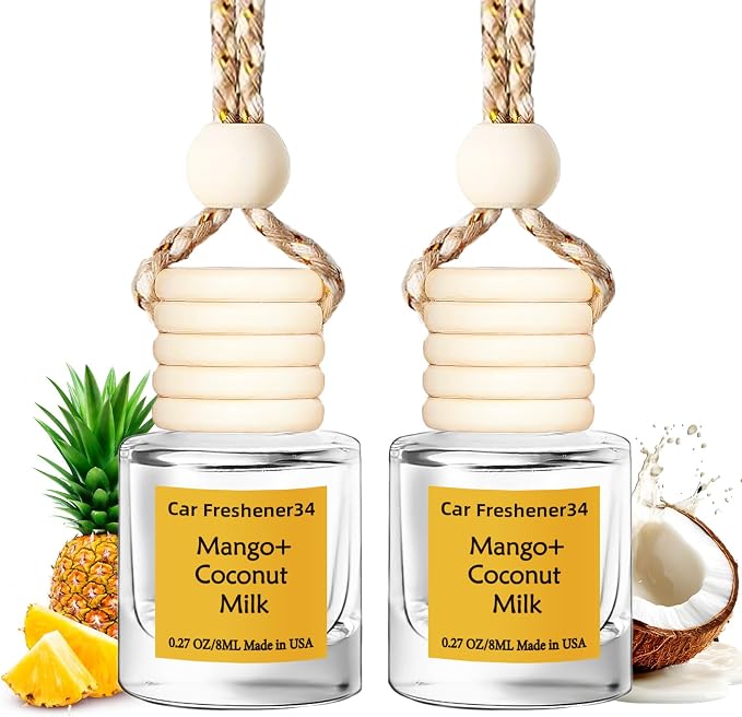 Hanging Car Air Freshener, Long Lasting Essential Oil Diffuser, Non-Toxic New Car Scent, Cute Car Fresheners for Women, 2 Pack Made in USA