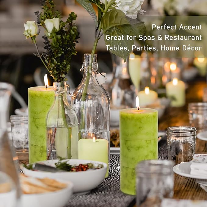 Sage Scented Candles - 3x6 Inch Green Pillar Candles Hand-Poured Long Lasting Burn Time Dripless Large Aromatherapy Candles for Home Scented Cleansing House Bathroom Relaxation Spa Church