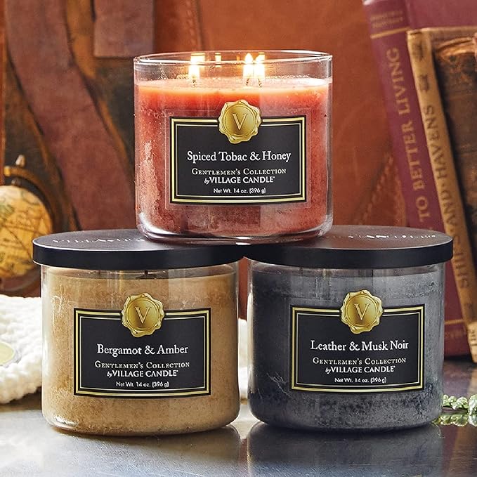 Village Candle Spiced Tobac & Honey Medium Bowl, 14oz, Orange, 1 count