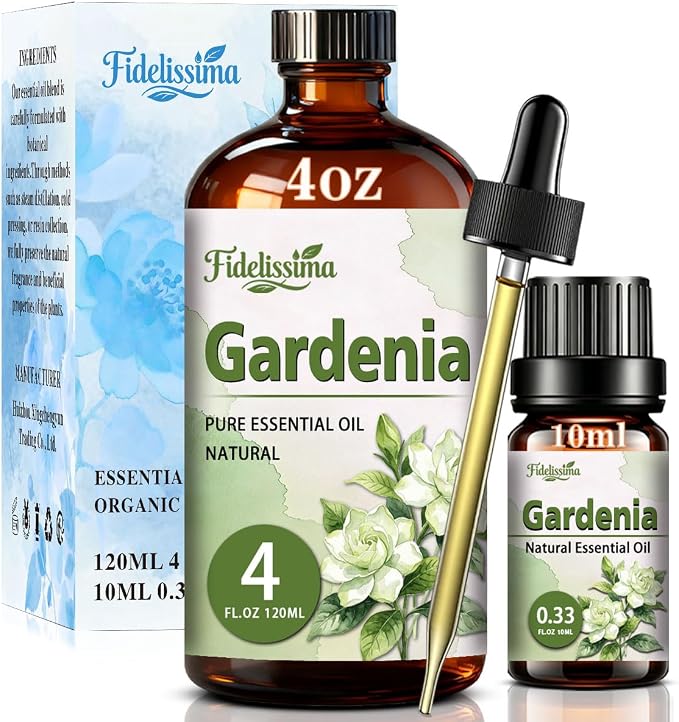 Fidelissima Natural Essential Oil Set,5 Scents Gift Kit–Gardenia,Lavender,Rose,Jasmine,Magnoliaa,Fragrance Oil for Diffuser,Candle Soap Making,Personal Care with Glass Dropper