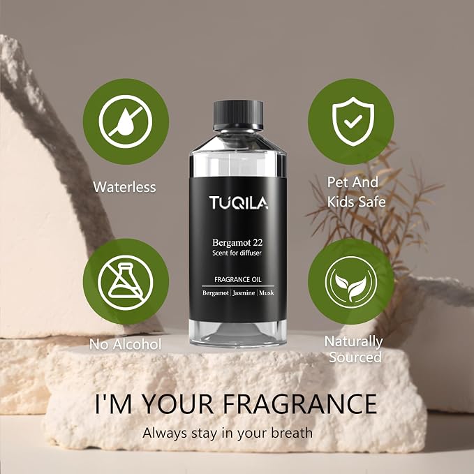 Bergamot 22 Essential Oil 500ML, Long Lasting Scent Oils for Cold Air Diffusers, Luxury Aroma for Home Spa Office, Notes of Bergamot, Lemon, Magnolia, Jasmine, Musk Premium Fragrance Oils