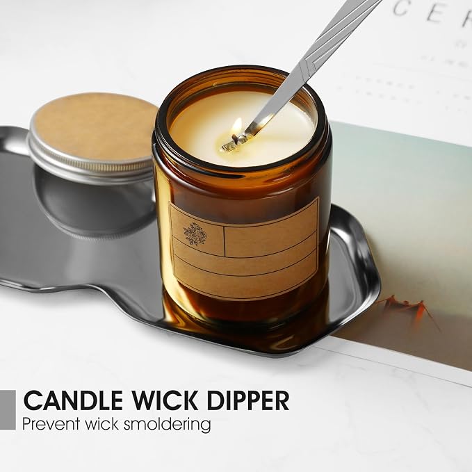 PATOISE 3-in-1 Candle Accessory Set, Wick Trimmer, Candle Snuffer, Wick Spoon, Stainless Steel Material Perfect for Candle Lovers (Silver)