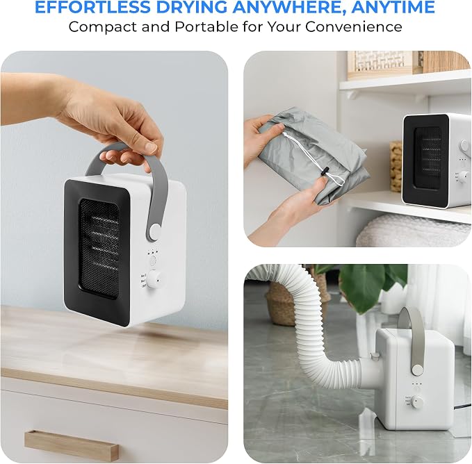 SereneLife Electric Portable Clothes Dryer | 1000W Multi-Use Mini Heater & Aroma Diffuser for Home, Apartment, Dorm, Travel & RV Camping | Suitable for Drying Clothes, Dresses, Shoes, Hats & Gloves
