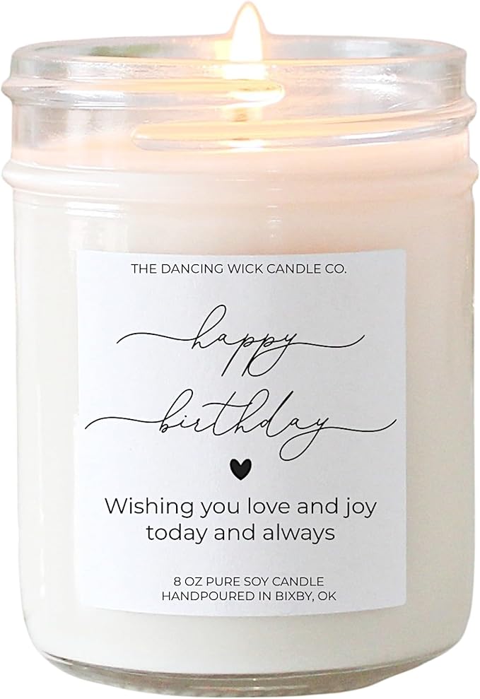 Happy Birthday Candle – Vanilla Cake Scented Soy Wax – Sweet Gift – Women, Friends, Coworkers – 8oz, Hand-Poured – Made in the USA (Happy Birthday)